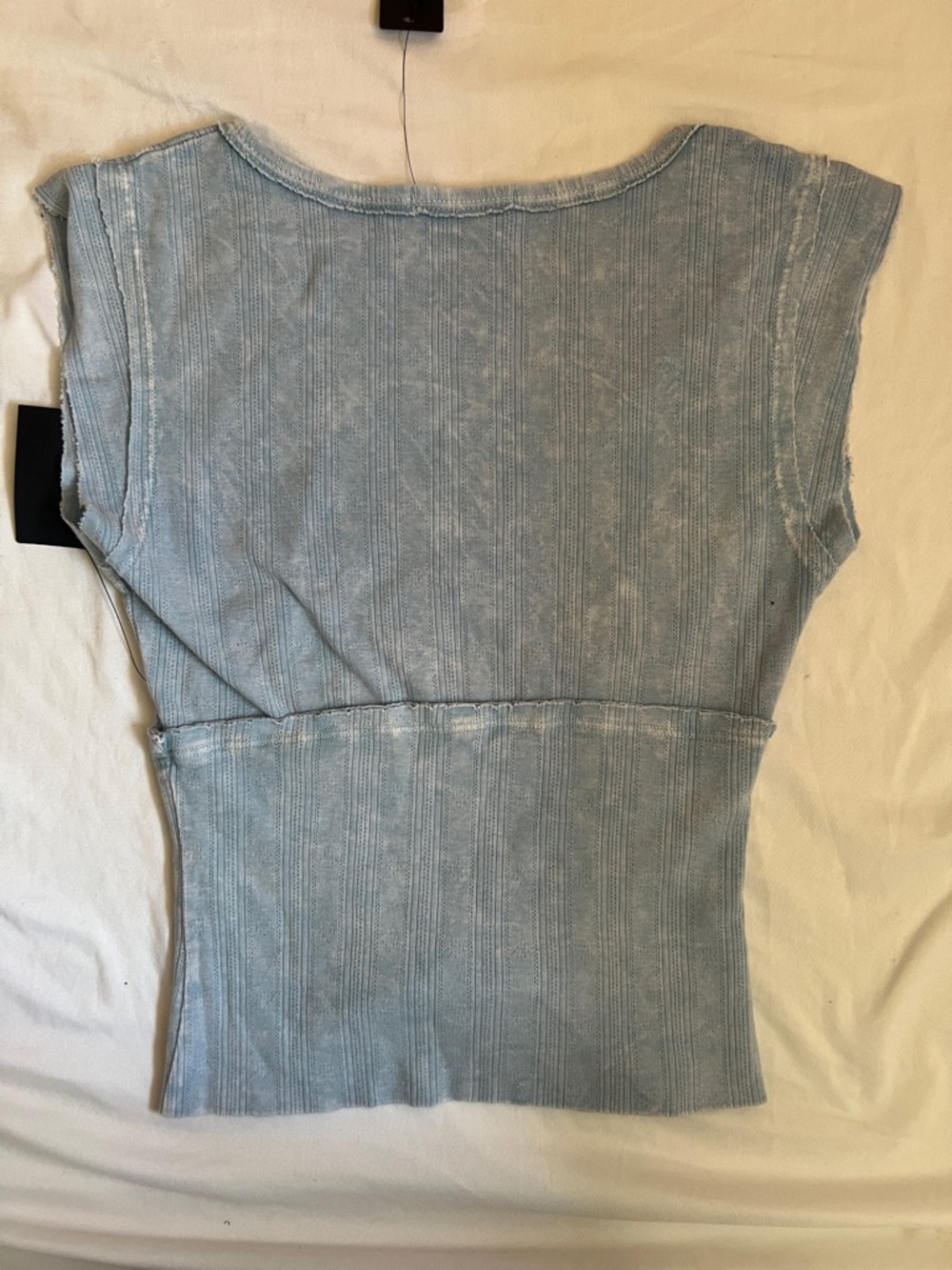 Lulu's Powder Blue Ribbed V-Neck Crop Top - Picture 3 of 3
